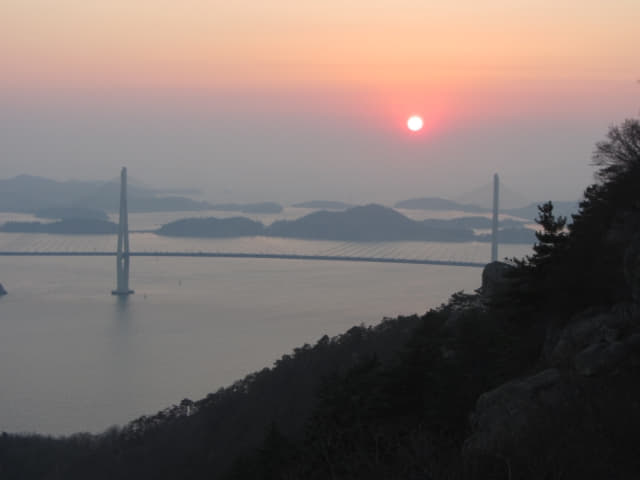 木浦市．木浦港 木浦大橋黃昏日落景色